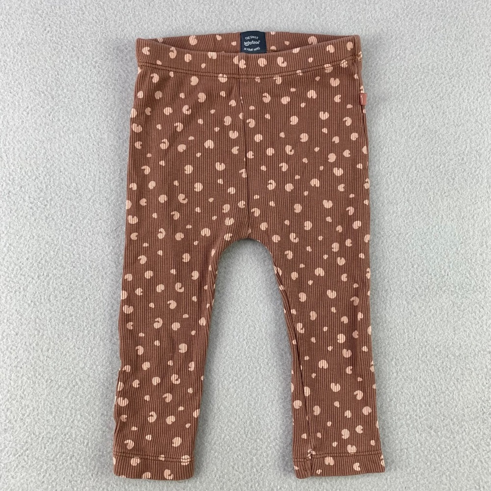 Babyface Leggings size 12M Brown Polka Dot Ribbed Knit Cotton